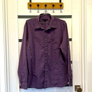 Purple men’s John Varvatos button-down shirt with chest pocket and darts, sz L